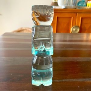 Vintage Art Glass Sculpture Aztec Indian Mayan Man